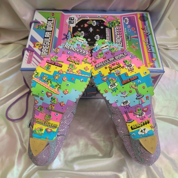 Irregular Choice 42 Shortie Bread Blue Purple Glitter Mary Jane Heels Wedding 10 - Picture 12 of 16